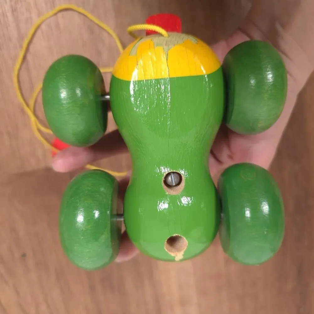 Walter Spielwaren Wooden Pull Along Toy Bundle Frog + Caterpillar West Germany‎